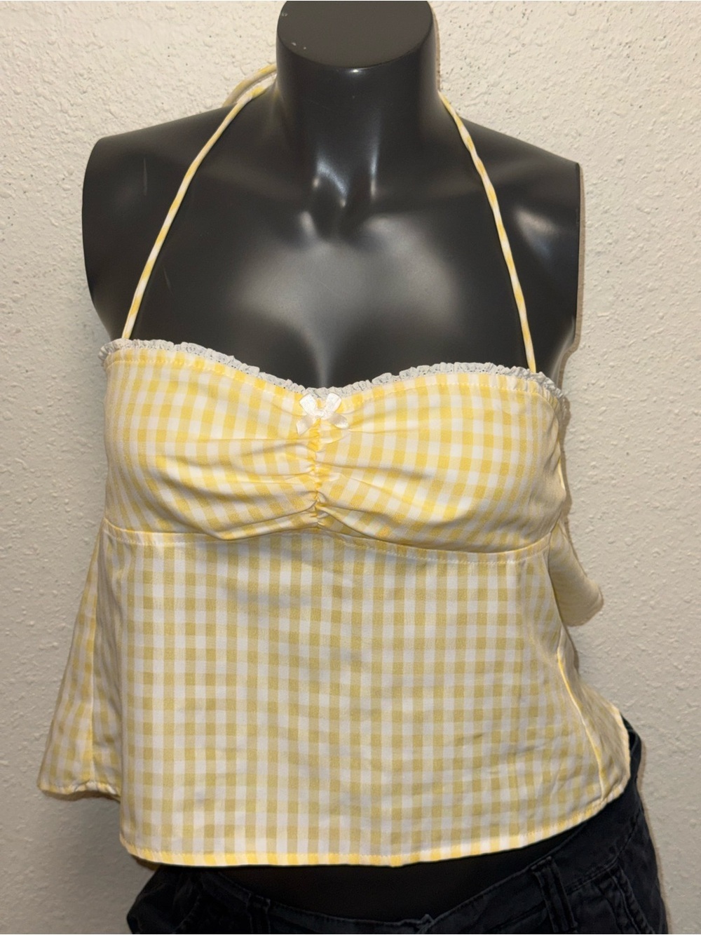 Edikted Yellow Gingham Halter Camisole